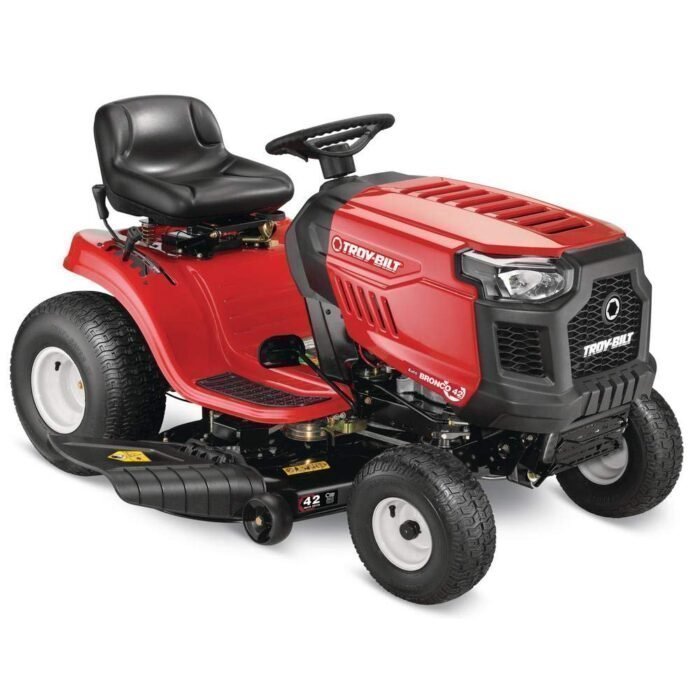 DDD-700x700-1.jpg Troy Bilt Bronco 42 in 19 HP Briggs & Stratton Automatic Drive Gas Riding Lawn Tractor with Mow in Reverse - Image 1
